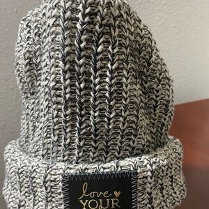 Love Your Melon Black and White Knit Beanie 100% cotton